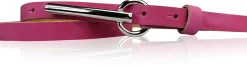 BROOKLYN schmaler Damen Ledergürtel mit silberner langer Gürtelschnalle 1,5 cm