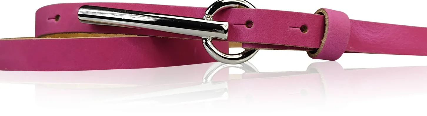 BROOKLYN schmaler Damen Ledergürtel mit silberner langer Gürtelschnalle 1,5 cm