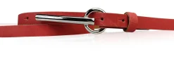 BROOKLYN schmaler Damen Ledergürtel mit silberner langer Gürtelschnalle 1,5 cm