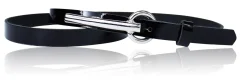 BROOKLYN schmaler Damen Ledergürtel mit silberner langer Gürtelschnalle 1,5 cm