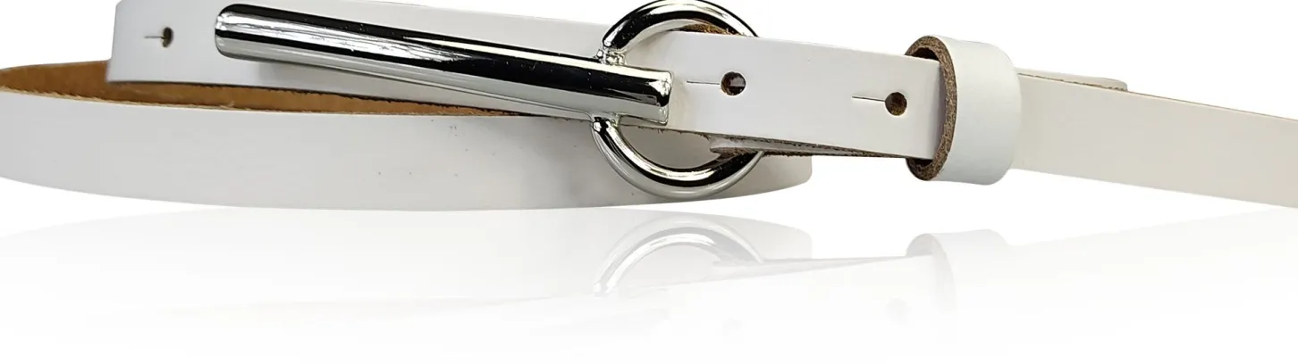 BROOKLYN schmaler Damen Ledergürtel mit silberner langer Gürtelschnalle 1,5 cm