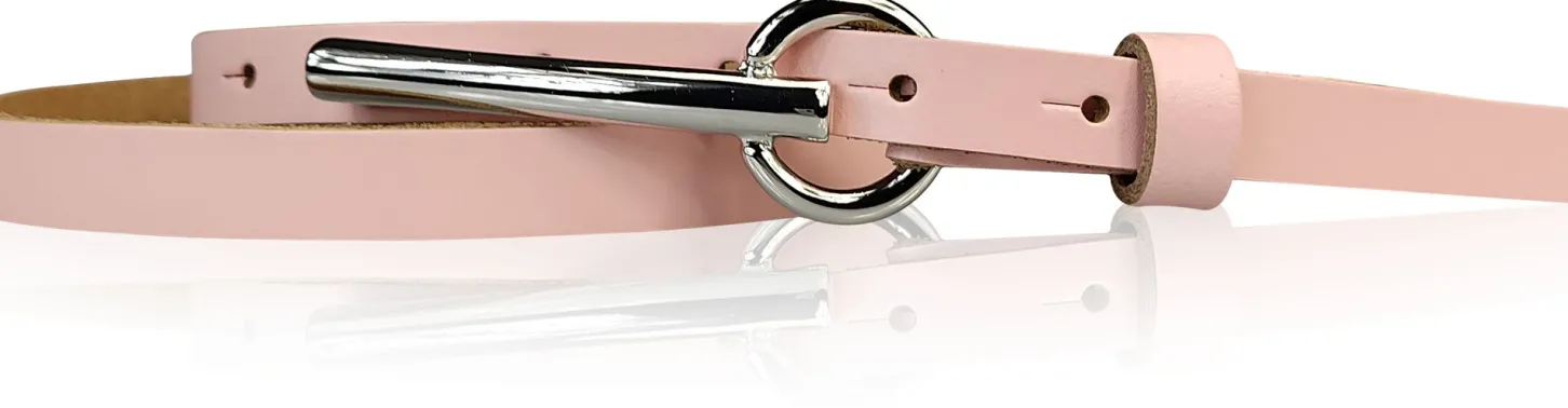 BROOKLYN schmaler Damen Ledergürtel mit silberner langer Gürtelschnalle 1,5 cm