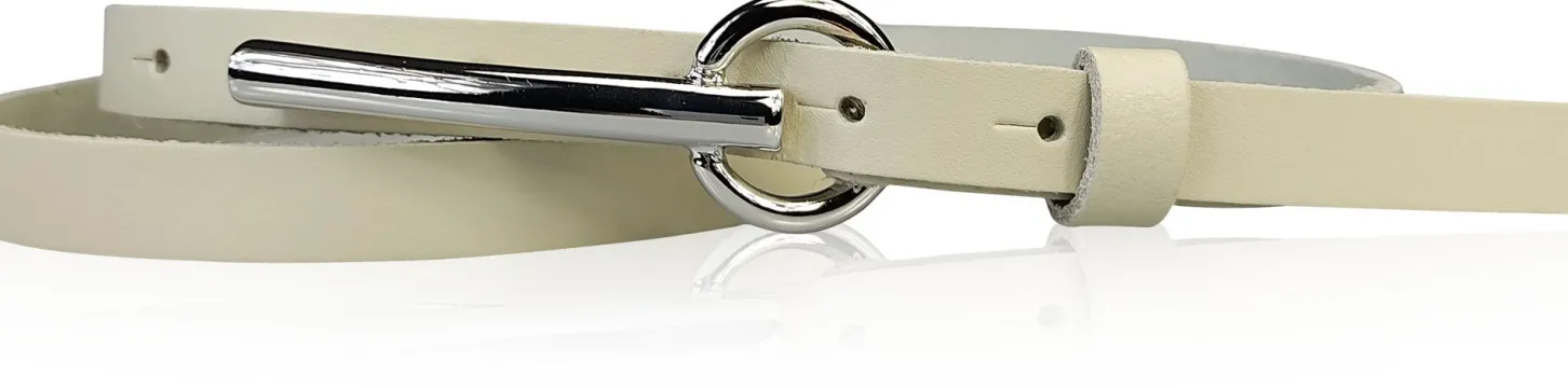BROOKLYN schmaler Damen Ledergürtel mit silberner langer Gürtelschnalle 1,5 cm