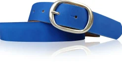 CASUAL modischer Damen Ledergürtel 3 cm mit ovaler Gürtelschnalle in matt silber, Ledergürtel