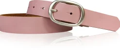 CASUAL modischer Damen Ledergürtel 3 cm mit ovaler Gürtelschnalle in matt silber, Ledergürtel
