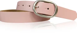 CASUAL modischer Damen Ledergürtel 3 cm mit ovaler Gürtelschnalle in matt silber, Ledergürtel