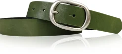 CASUAL modischer Damen Ledergürtel 3 cm mit ovaler Gürtelschnalle in matt silber, Ledergürtel
