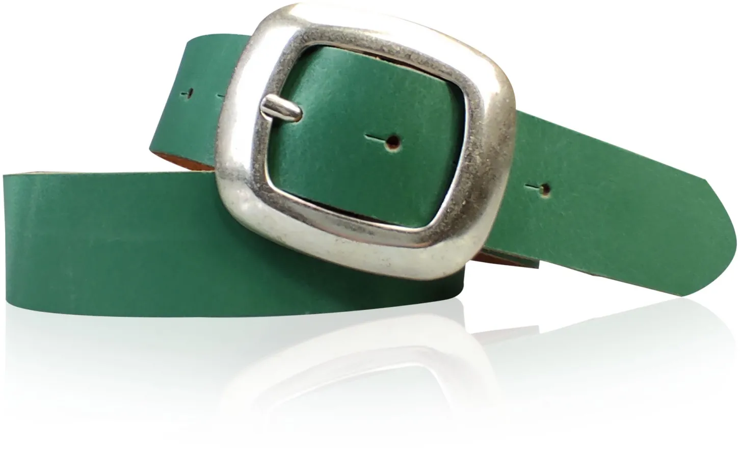 CHARLY 2: Damen Ledergürtel 4 cm mit großer Gürtelschnalle in altsilbern