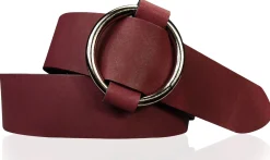 CIRCLE: Damen Ledergürtel mit großer Ring-Gürtelschnalle, stufenlos einstellbar