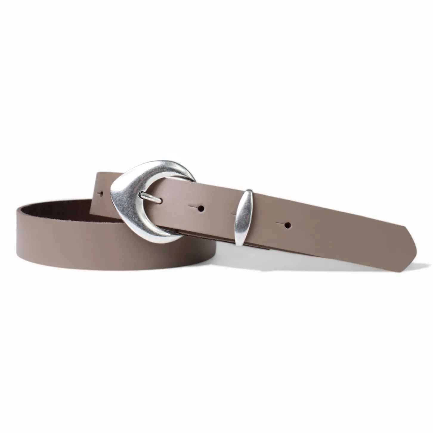 3 cm Damen Ledergürtel mit passender Schlaufe in mattsilber