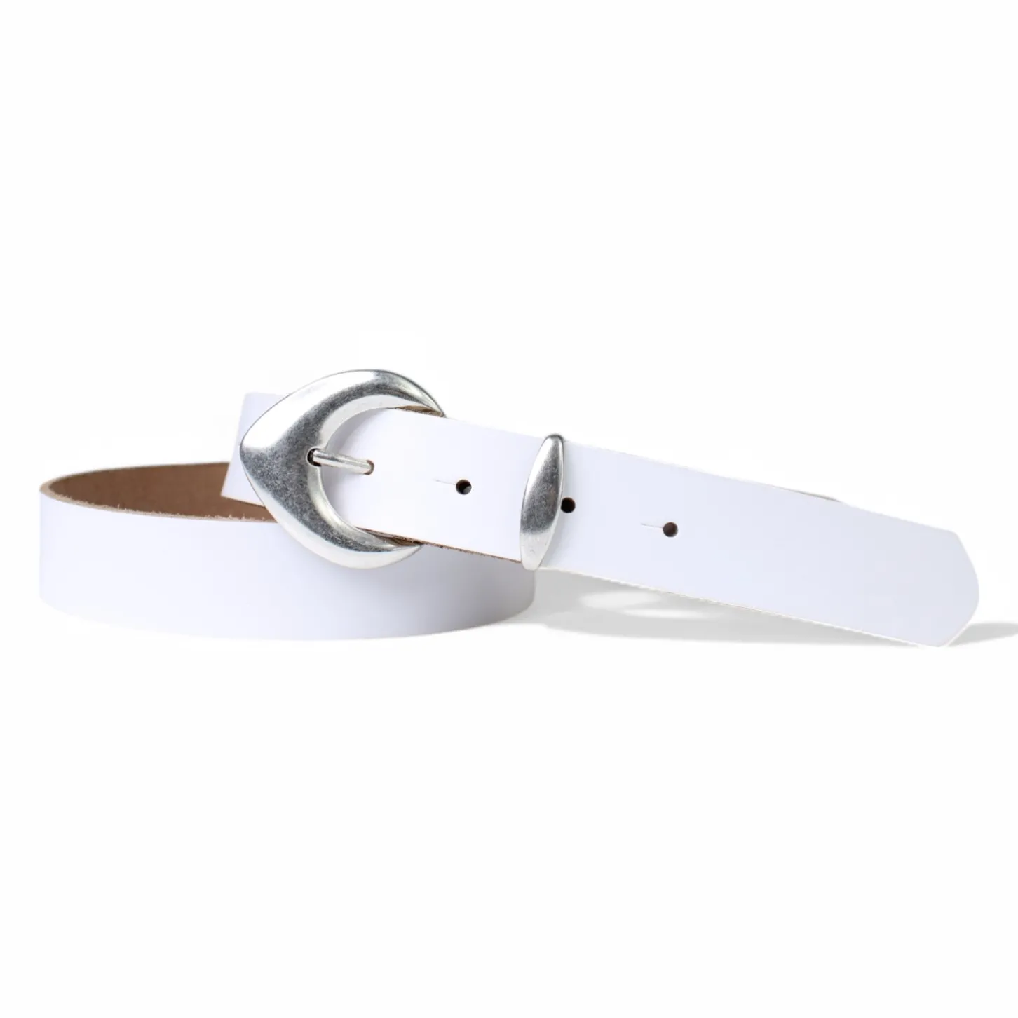 3 cm Damen Ledergürtel mit passender Schlaufe in mattsilber