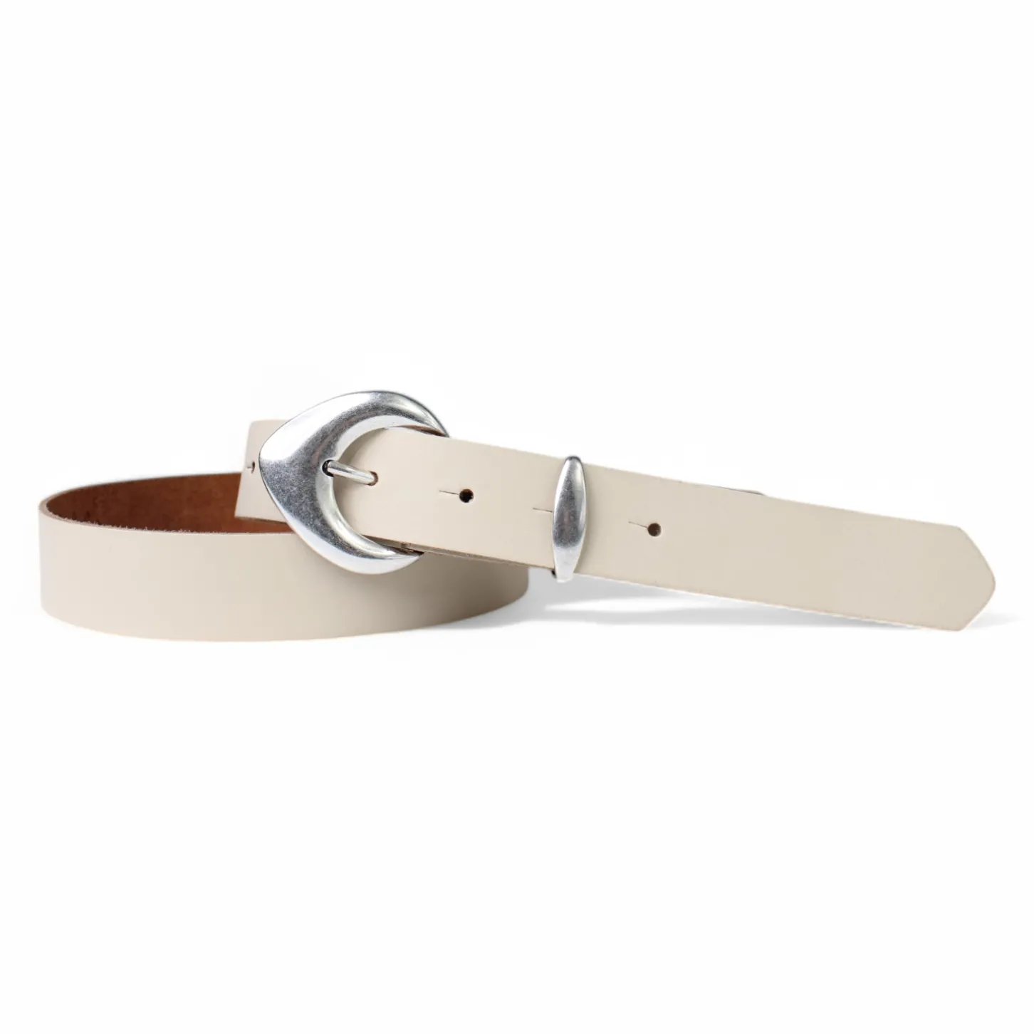 3 cm Damen Ledergürtel mit passender Schlaufe in mattsilber