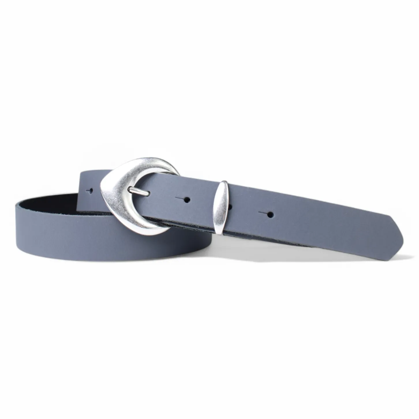 3 cm Damen Ledergürtel mit passender Schlaufe in mattsilber