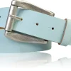 COLMAR: Damen Ledergürtel 4 cm mit Rollschnalle in altsilbern, echt Ledergürtel