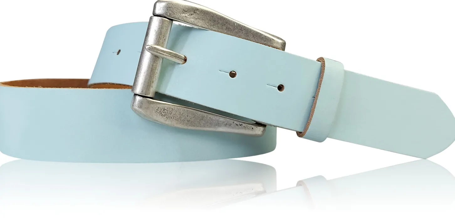 COLMAR: Damen Ledergürtel 4 cm mit Rollschnalle in altsilbern, echt Ledergürtel