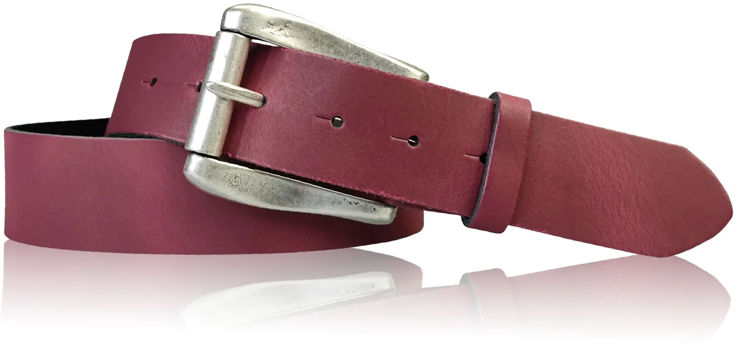 COLMAR: Damen Ledergürtel 4 cm mit Rollschnalle in altsilbern, echt Ledergürtel