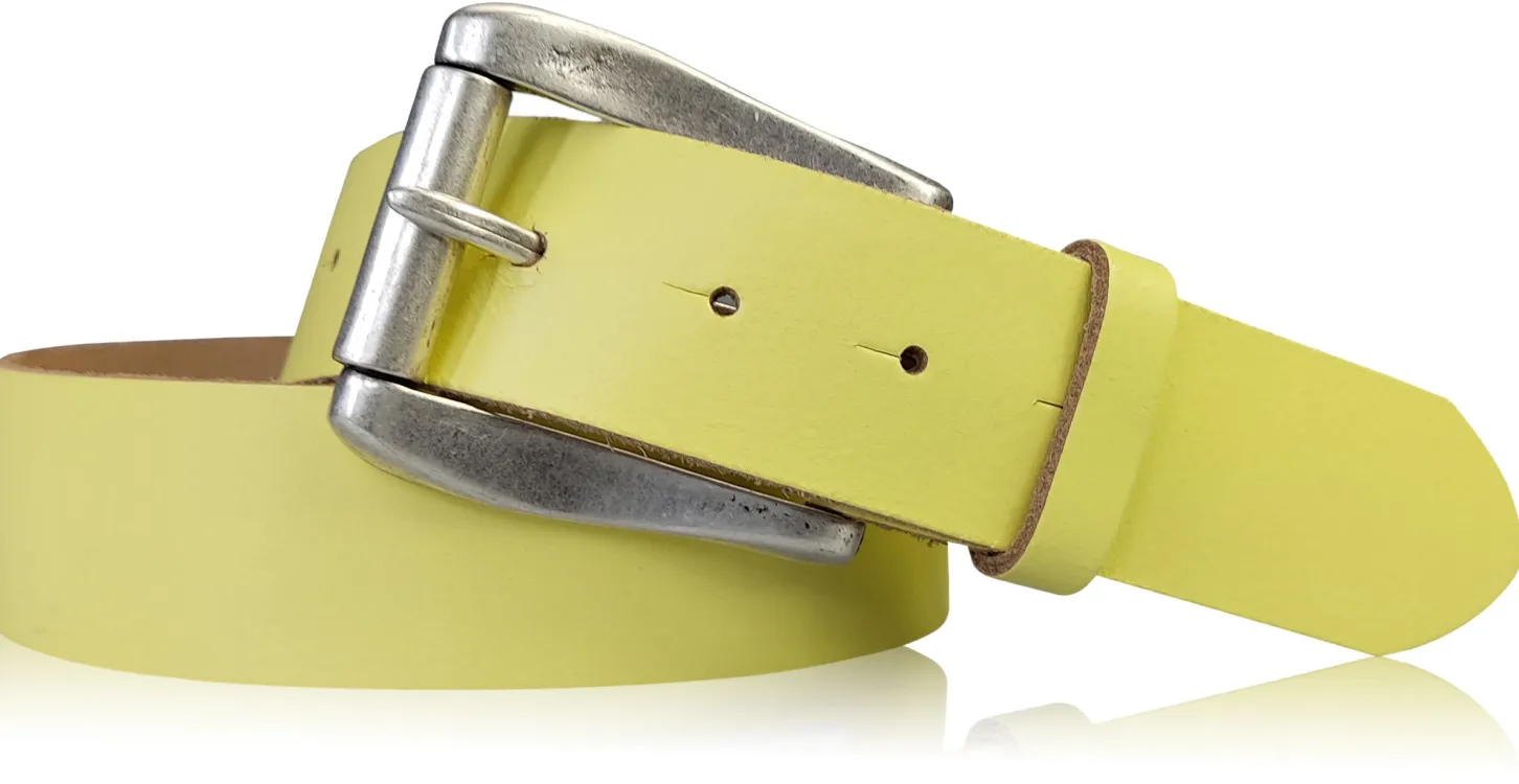 COLMAR: Damen Ledergürtel 4 cm mit Rollschnalle in altsilbern, echt Ledergürtel