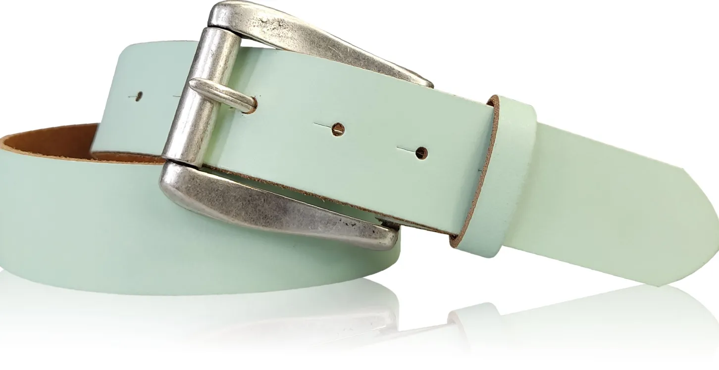 COLMAR: Damen Ledergürtel 4 cm mit Rollschnalle in altsilbern, echt Ledergürtel