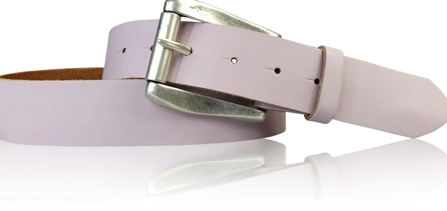 COLMAR: Damen Ledergürtel 4 cm mit Rollschnalle in altsilbern, echt Ledergürtel