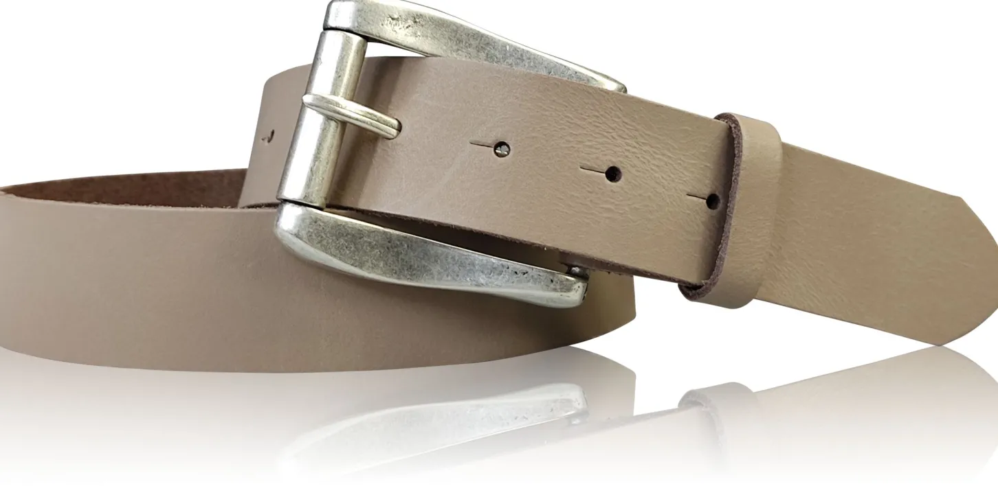 COLMAR: Damen Ledergürtel 4 cm mit Rollschnalle in altsilbern, echt Ledergürtel
