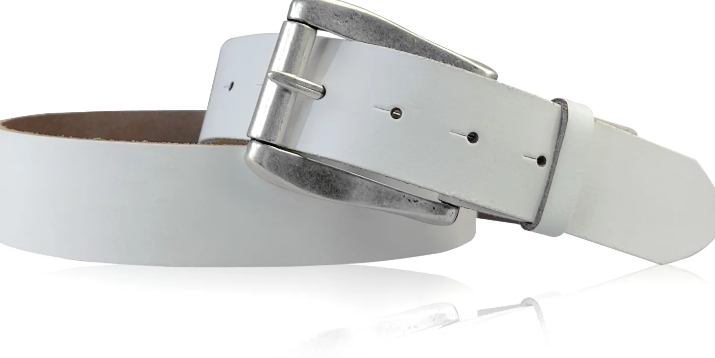 COLMAR: Damen Ledergürtel 4 cm mit Rollschnalle in altsilbern, echt Ledergürtel
