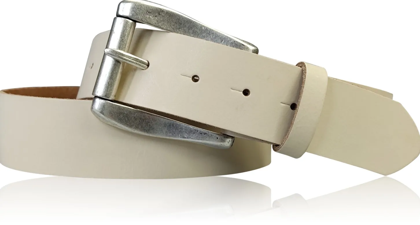 COLMAR: Damen Ledergürtel 4 cm mit Rollschnalle in altsilbern, echt Ledergürtel
