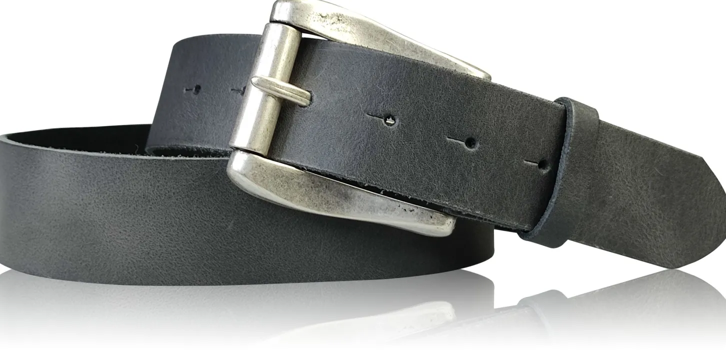 COLMAR: Damen Ledergürtel 4 cm mit Rollschnalle in altsilbern, echt Ledergürtel