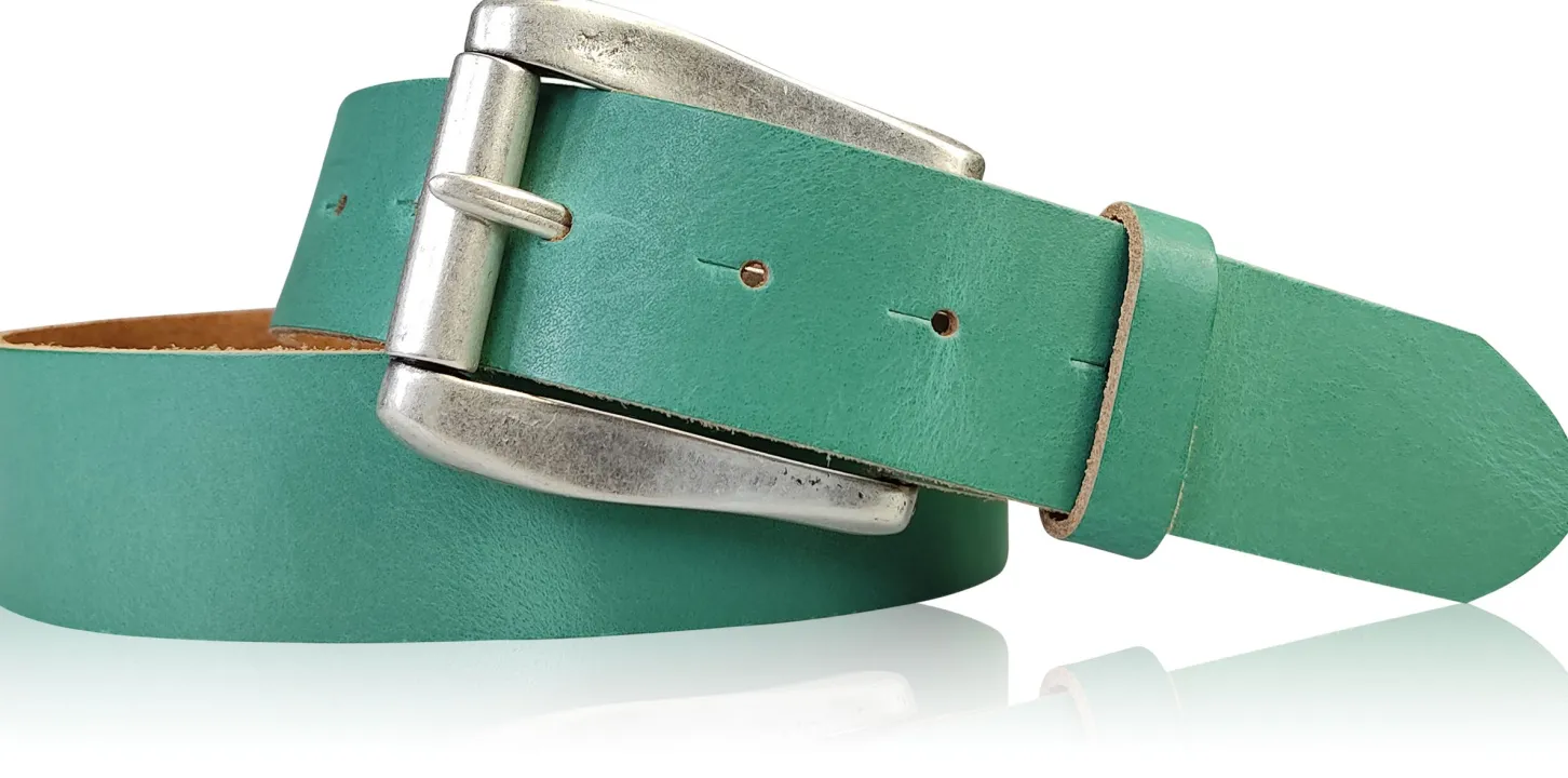 COLMAR: Damen Ledergürtel 4 cm mit Rollschnalle in altsilbern, echt Ledergürtel