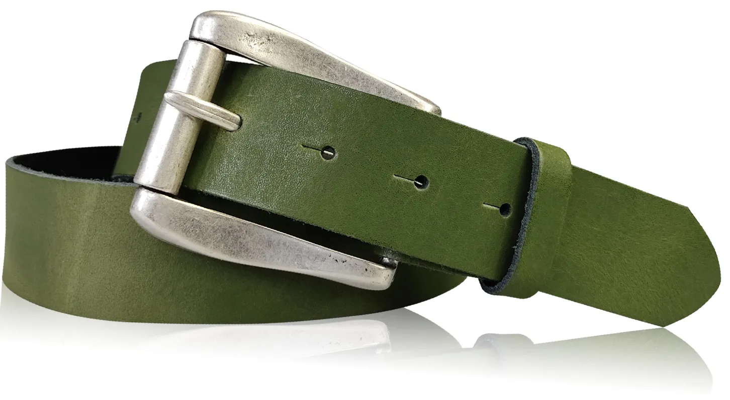 COLMAR: Damen Ledergürtel 4 cm mit Rollschnalle in altsilbern, echt Ledergürtel