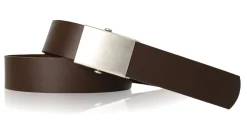 COMFORT: Herrengürtel stufenlos verstellbar, 4 cm, massive Militär Koppelschnalle altsilber, Ledergürtel, kürzbar! Gesamtlänge 145cm