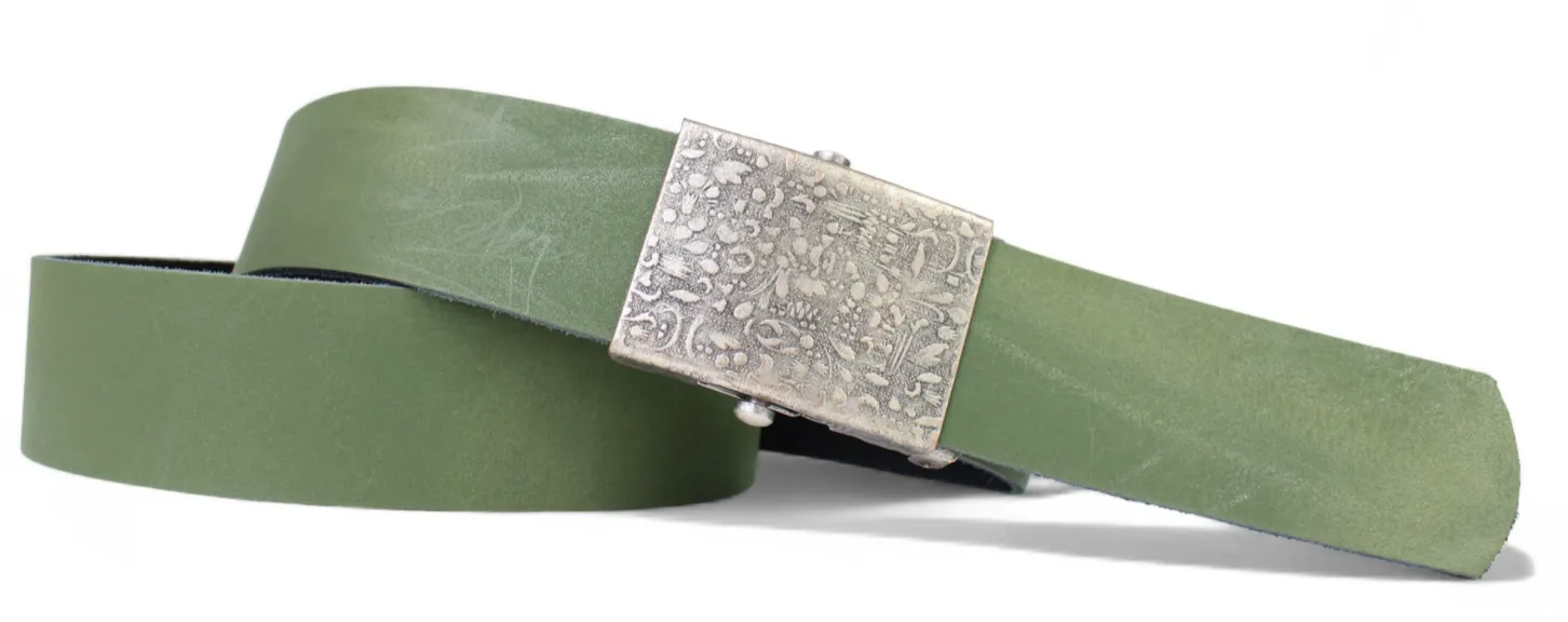 COMFORT LADIES Damen Gürtel stufenlos verstellbar, 4 cm, Koppelschnalle floral, selbst kürzbar
