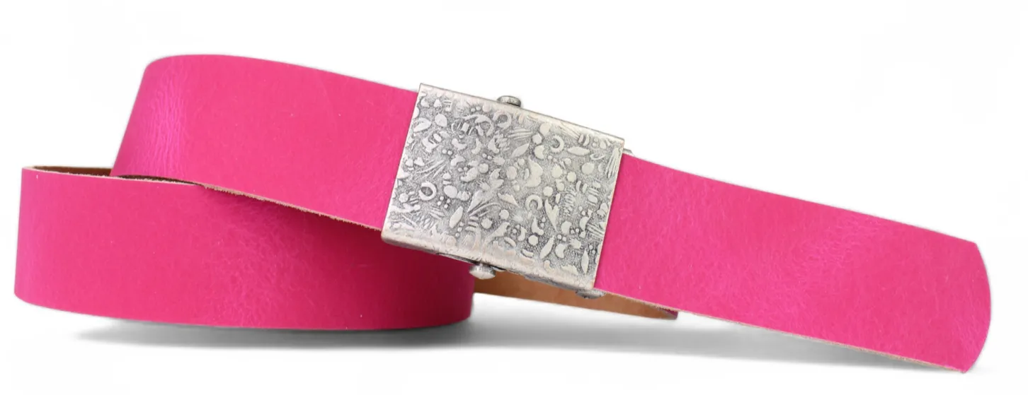 COMFORT LADIES Damen Gürtel stufenlos verstellbar, 4 cm, Koppelschnalle floral, selbst kürzbar