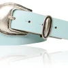 Damen Ledergürtel 3,5 cm antiksilberne Gürtelschnalle mit Metallschlaufe Echtledergürtel