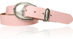 Damen Ledergürtel 3,5 cm antiksilberne Gürtelschnalle mit Metallschlaufe Echtledergürtel