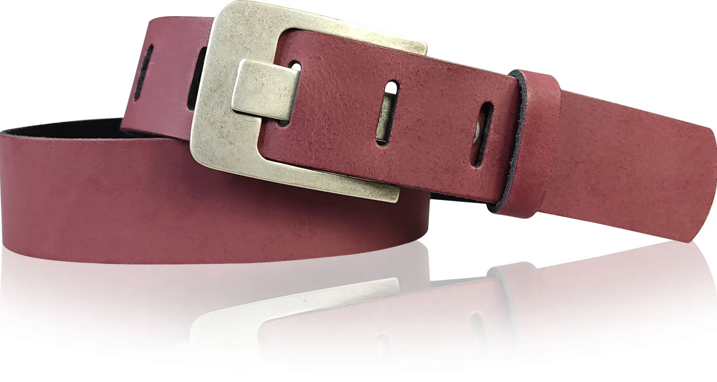 Damen Ledergürtel 4 cm, Gürtelschnalle breiter Dorn