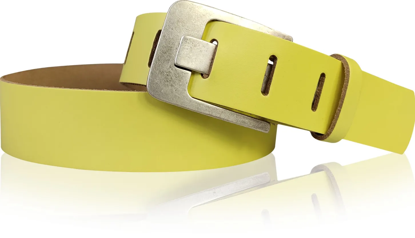 Damen Ledergürtel 4 cm, Gürtelschnalle breiter Dorn
