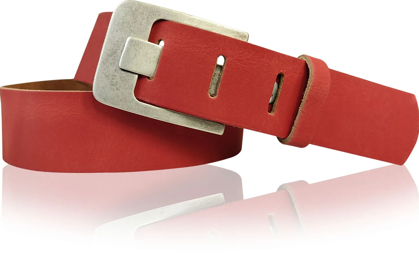 Damen Ledergürtel 4 cm, Gürtelschnalle breiter Dorn