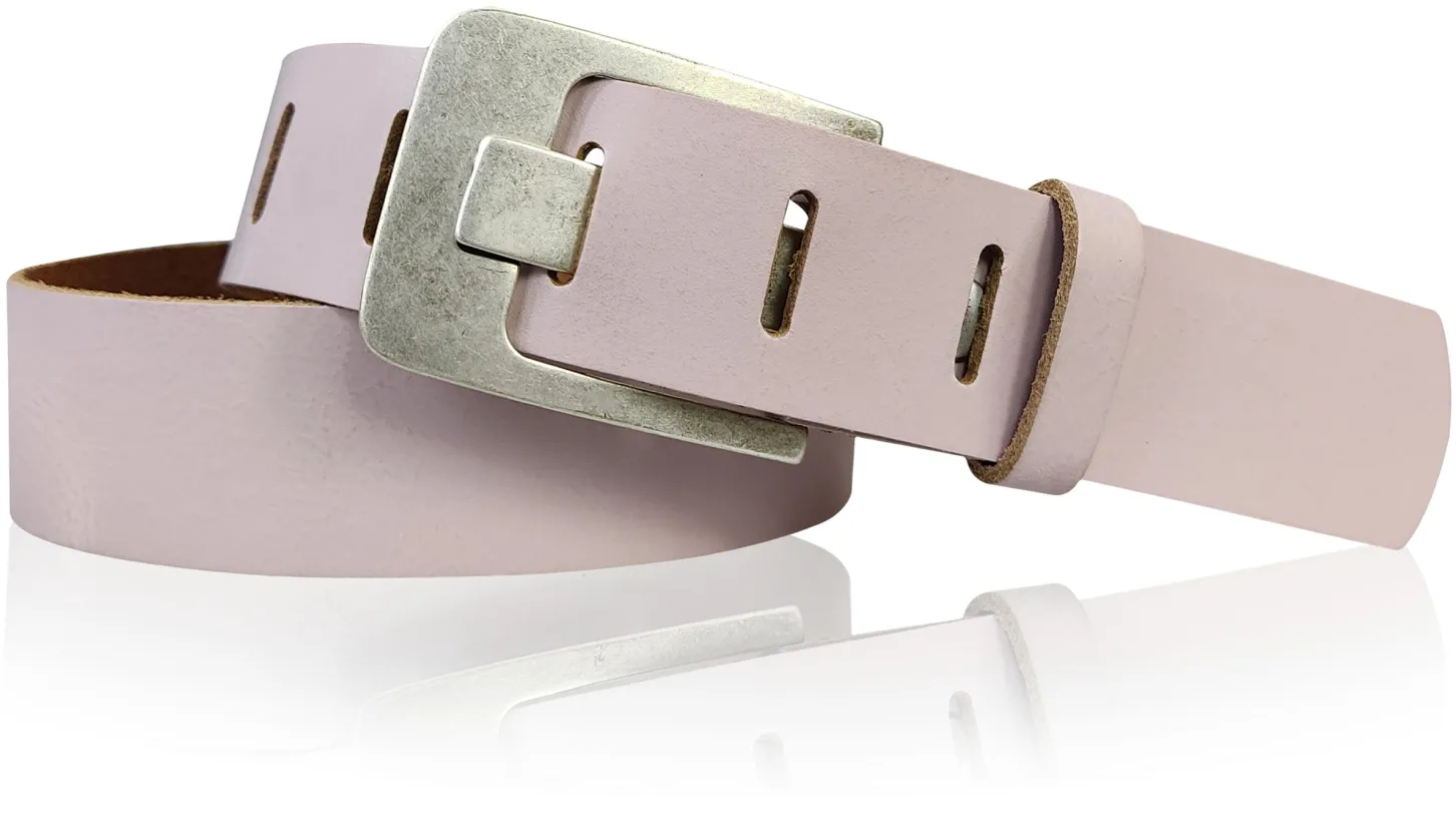 Damen Ledergürtel 4 cm, Gürtelschnalle breiter Dorn