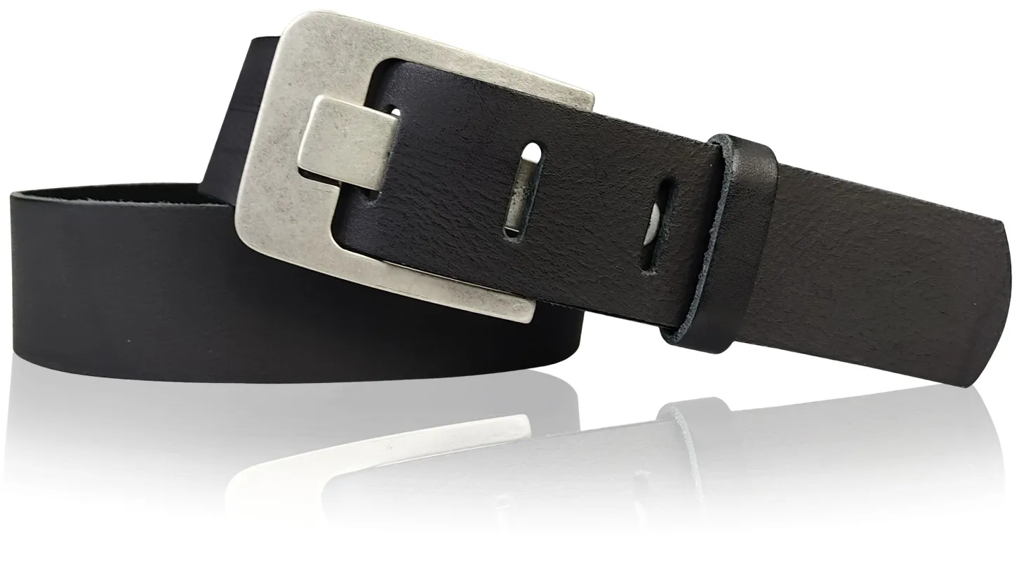 Damen Ledergürtel 4 cm, Gürtelschnalle breiter Dorn