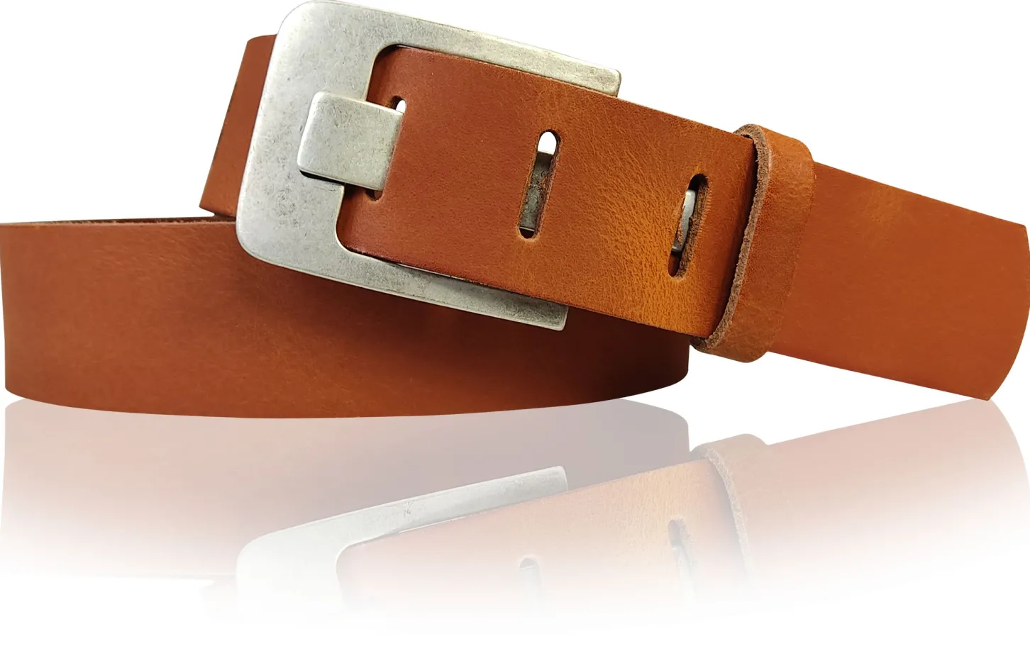 Damen Ledergürtel 4 cm, Gürtelschnalle breiter Dorn