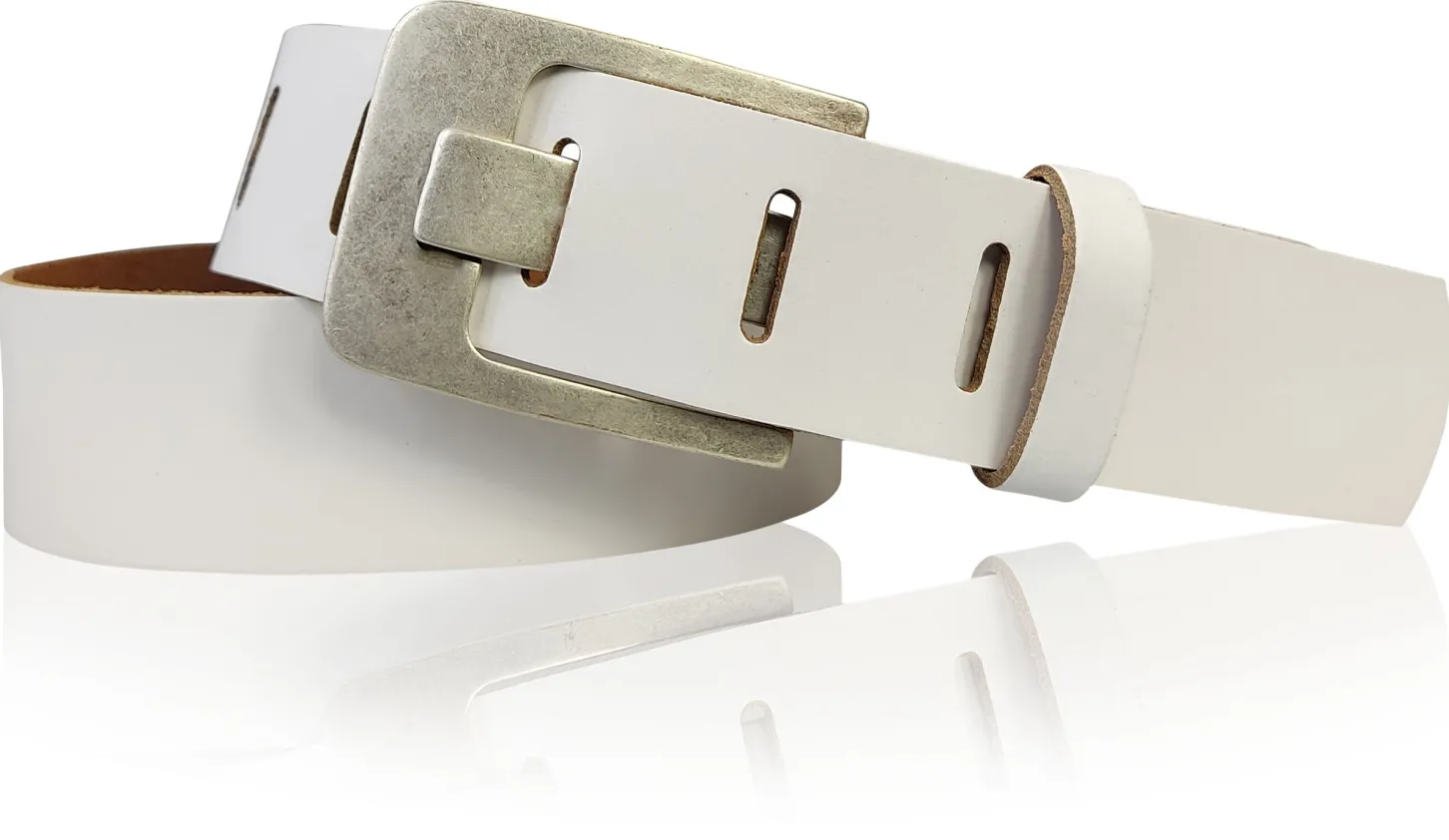 Damen Ledergürtel 4 cm, Gürtelschnalle breiter Dorn