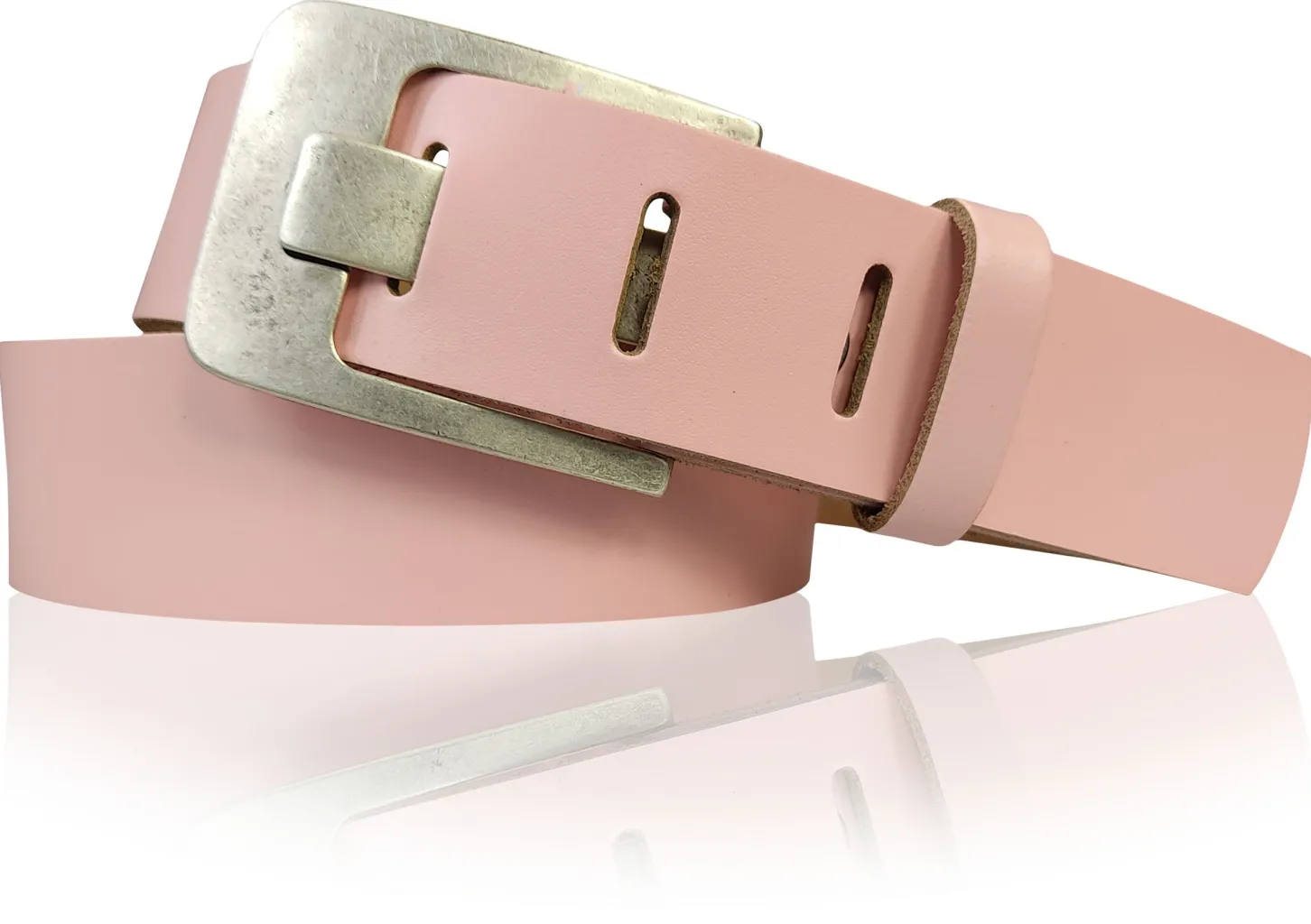 Damen Ledergürtel 4 cm, Gürtelschnalle breiter Dorn
