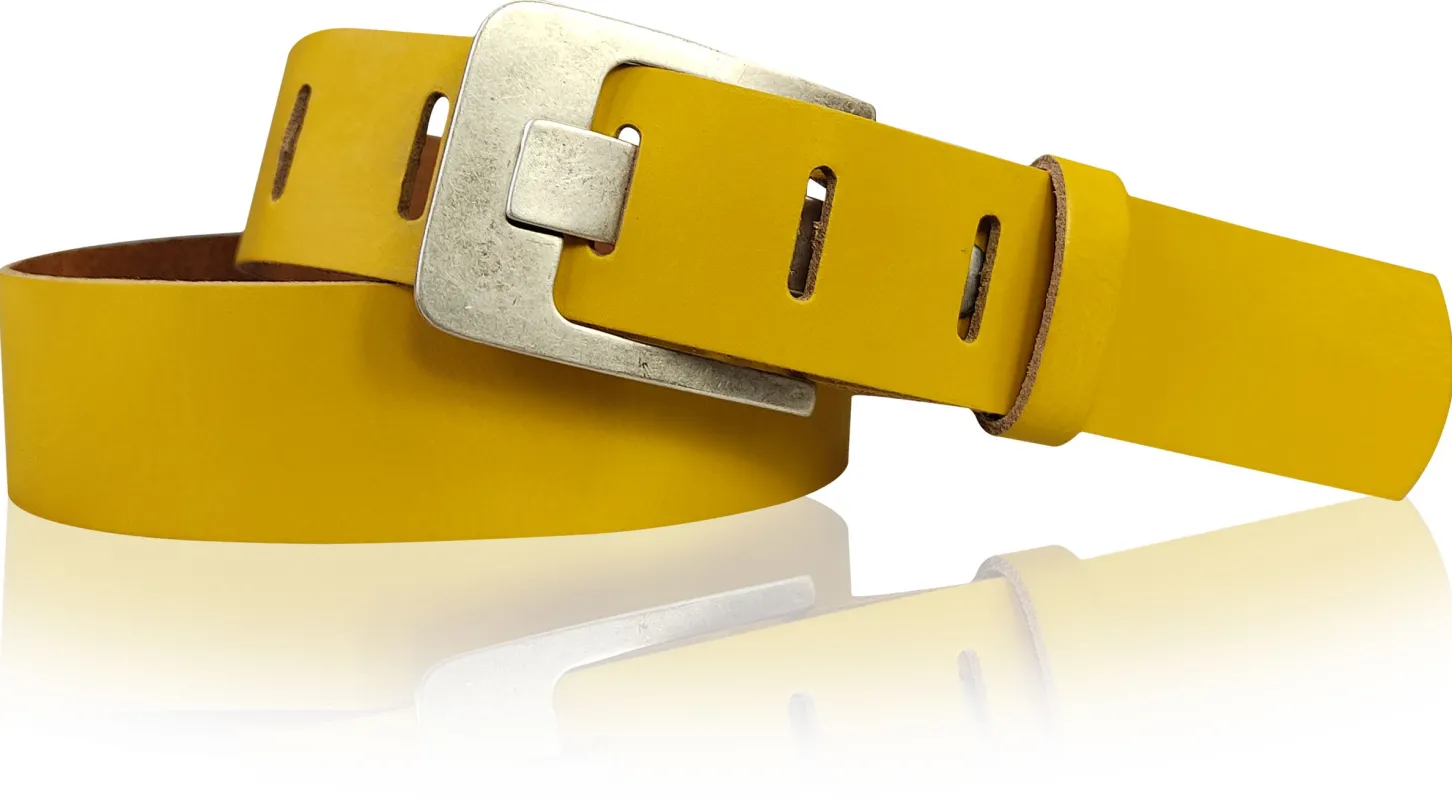 Damen Ledergürtel 4 cm, Gürtelschnalle breiter Dorn