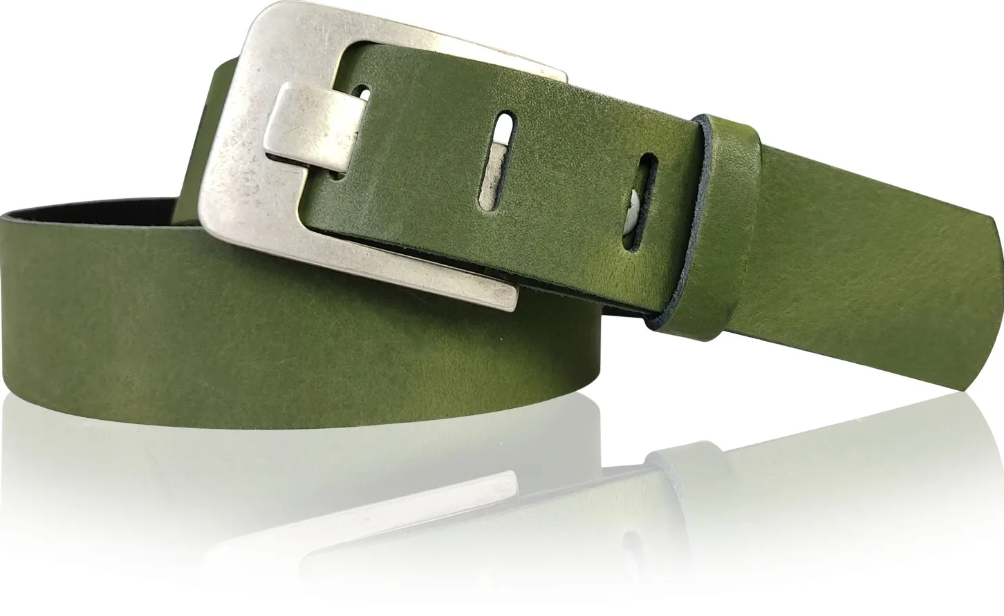 Damen Ledergürtel 4 cm, Gürtelschnalle breiter Dorn