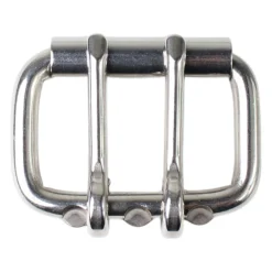 Doppeldorn Gürtelschnalle, Edelstahlschnalle, silberfarbig, für 4 cm Riemen