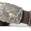 Edeltracht® hochwertiger Ledergürtel mit massiver Messingschnalle, KÜNSTLER HANDGUSS, 4cm