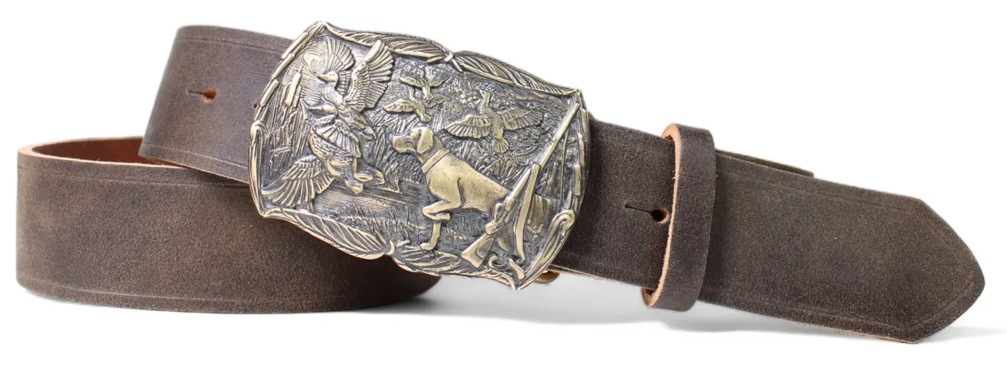 Edeltracht® hochwertiger Ledergürtel mit massiver Messingschnalle, KÜNSTLER HANDGUSS, 4cm