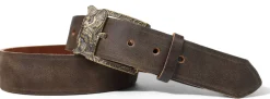 Edeltracht® hochwertiger Ledergürtel mit massiver Messingschnalle, KÜNSTLER HANDGUSS, 4cm