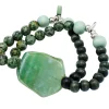elastisches Armband mit echten Halbedelsteinen, Holzperlen, Naturstein