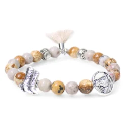 elastisches Armband, Natursteinperlen, Cowboy Schuhe, Pferdezierteil
